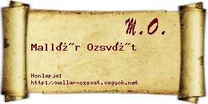 Mallár Ozsvát névjegykártya